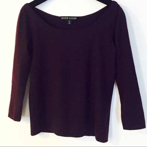RL Black Label Cashmere Top in Merlot - Picture 3 of 9